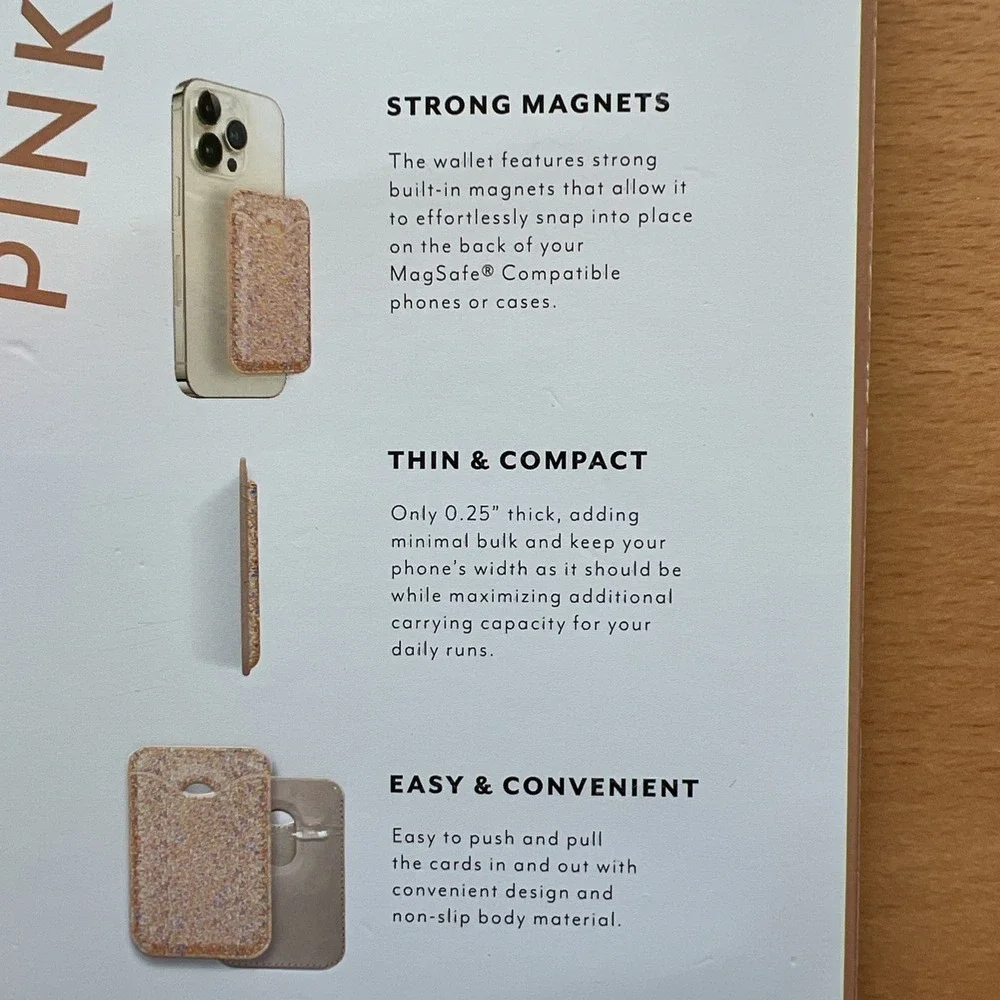 Magnetic Credit Card Holder NEW Phone MagSafe Compatible Glitter Card Holder‎